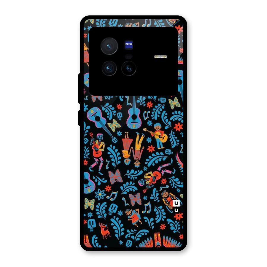 Blue Guitar Pattern Glass Back Case for Vivo X80