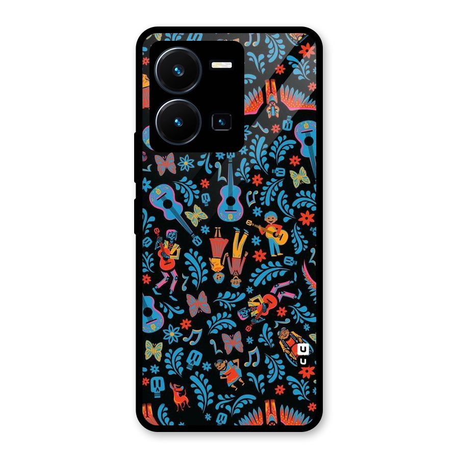 Blue Guitar Pattern Glass Back Case for Vivo Y35