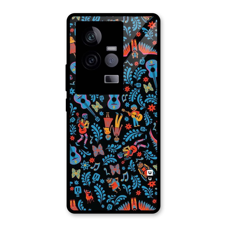 Blue Guitar Pattern Glass Back Case for Vivo iQOO 11 5G