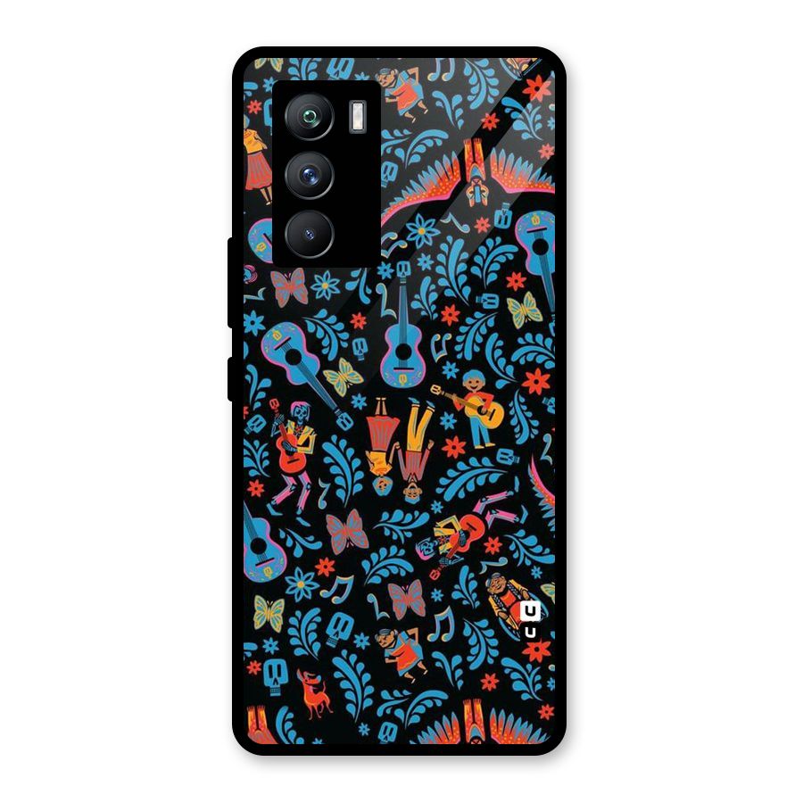 Blue Guitar Pattern Glass Back Case for Vivo iQOO 9 SE