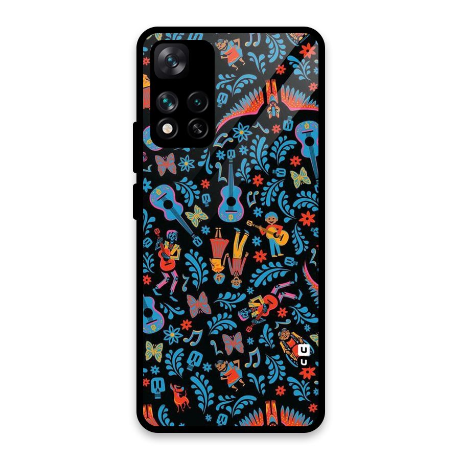 Blue Guitar Pattern Glass Back Case for Xiaomi 11i HyperCharge 5G