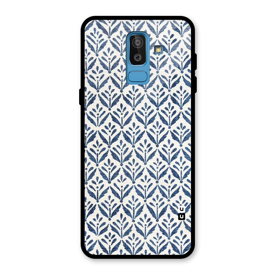 Blue Leaf Glass Back Case for Galaxy J8