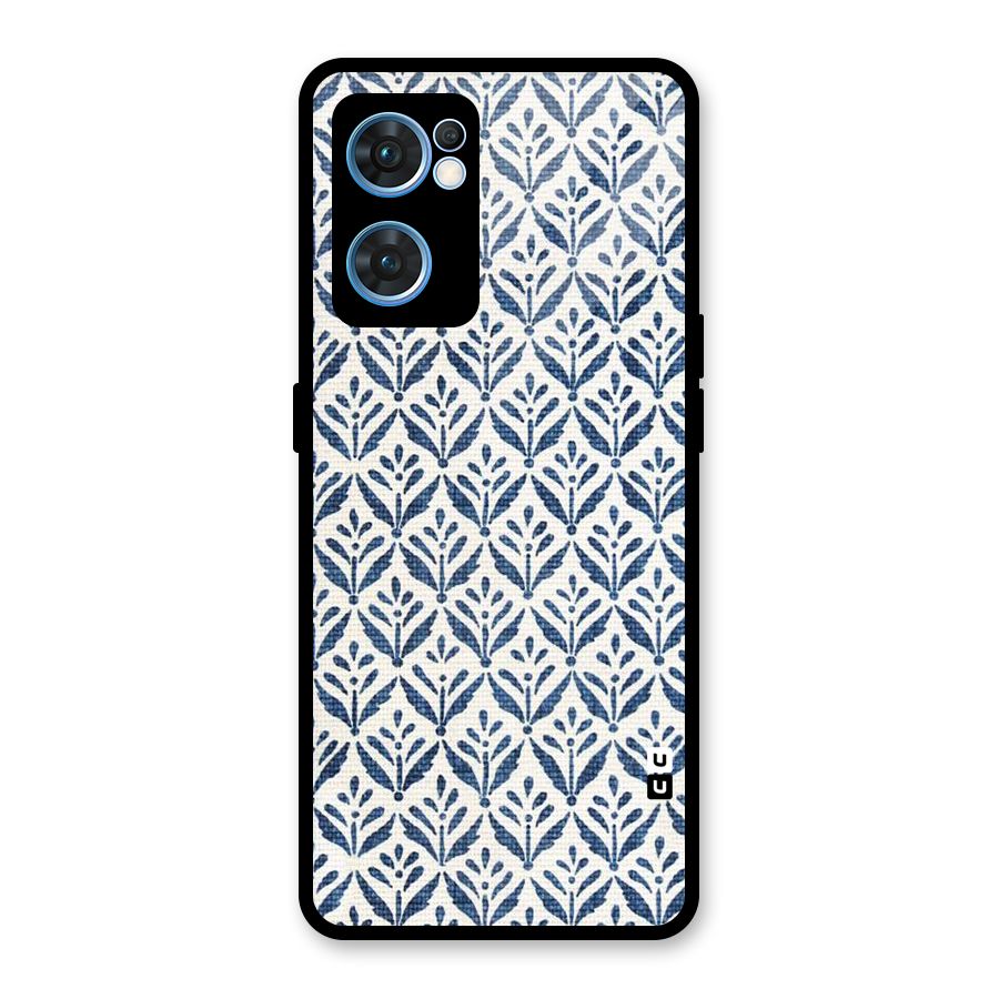 Blue Leaf Glass Back Case for Oppo Reno7 5G