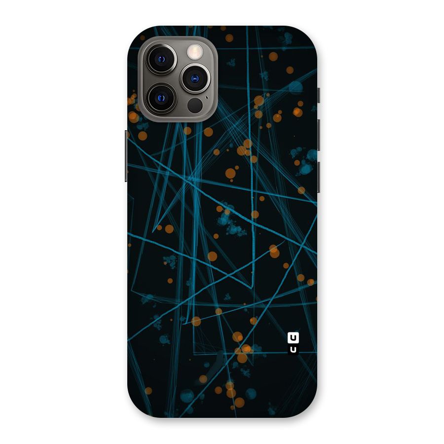 Blue Lines Gold Dots Back Case for iPhone 12 Pro