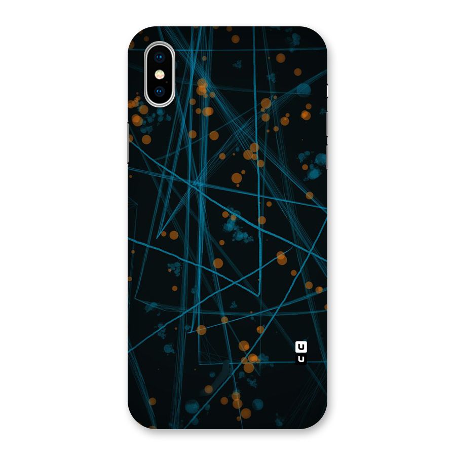 Blue Lines Gold Dots Back Case for iPhone X