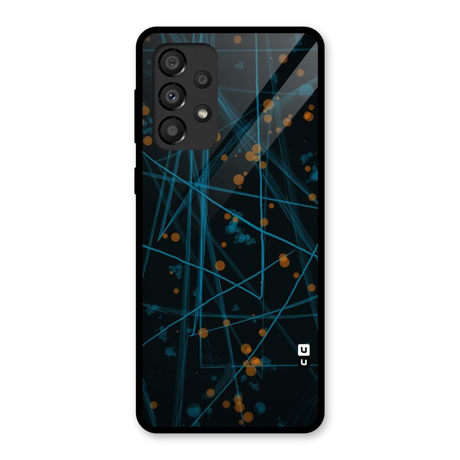 Blue Lines Gold Dots Glass Back Case for Galaxy A33 5G