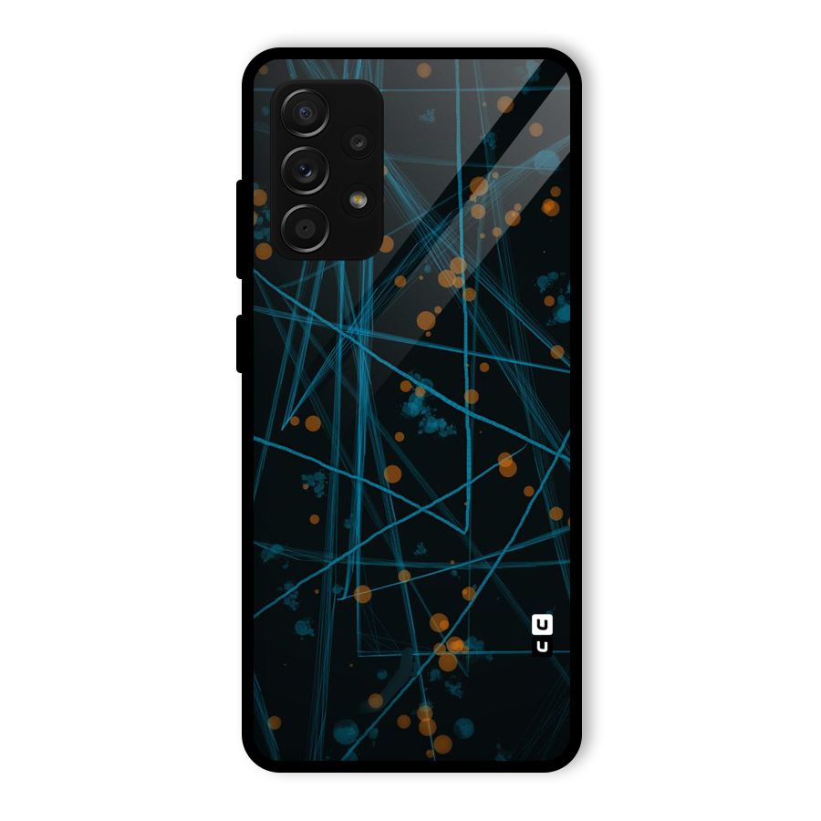 Blue Lines Gold Dots Glass Back Case for Galaxy A53 5G