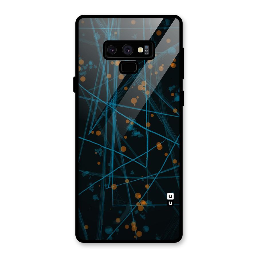 Blue Lines Gold Dots Glass Back Case for Galaxy Note 9