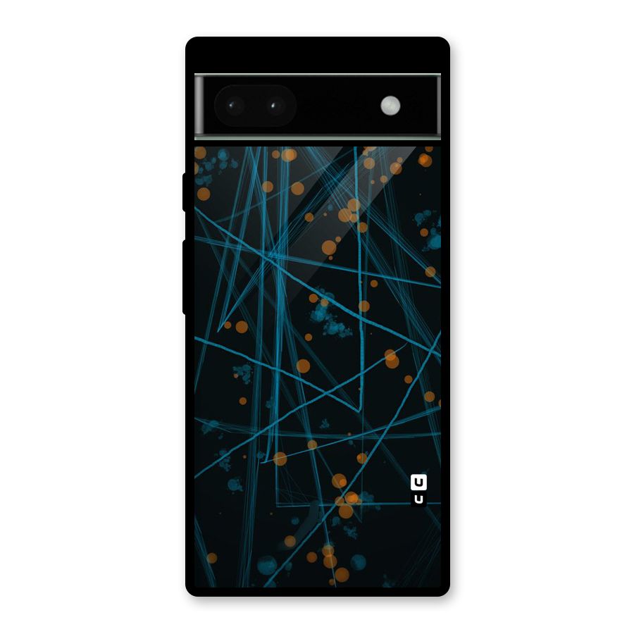 Blue Lines Gold Dots Glass Back Case for Google Pixel 6a