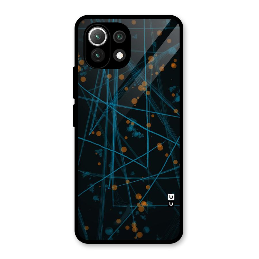 Blue Lines Gold Dots Glass Back Case for Mi 11 Lite NE 5G