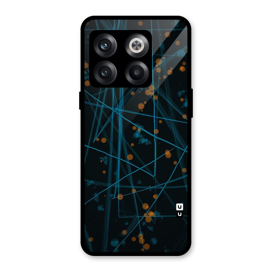 Blue Lines Gold Dots Glass Back Case for OnePlus 10T