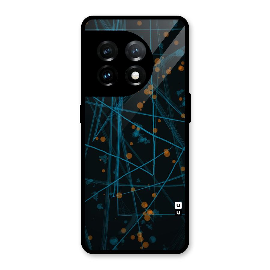 Blue Lines Gold Dots Glass Back Case for OnePlus 11