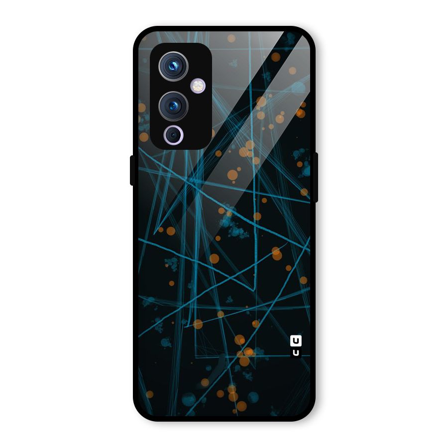 Blue Lines Gold Dots Glass Back Case for OnePlus 9