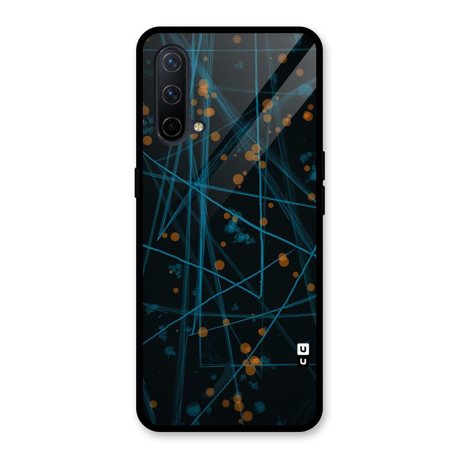 Blue Lines Gold Dots Glass Back Case for OnePlus Nord CE 5G