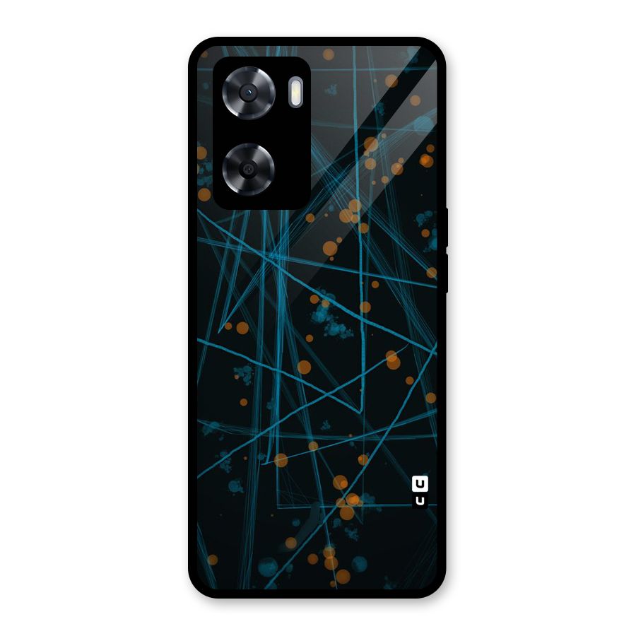 Blue Lines Gold Dots Glass Back Case for Oppo A57 2022