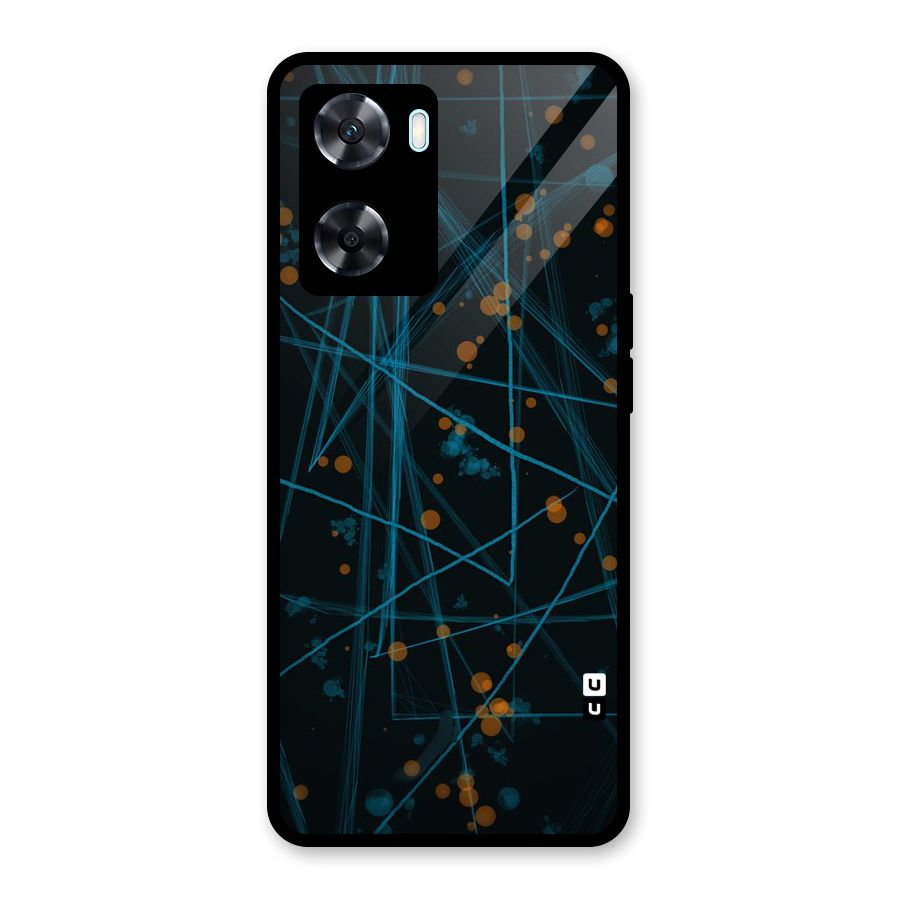 Blue Lines Gold Dots Glass Back Case for Oppo A77