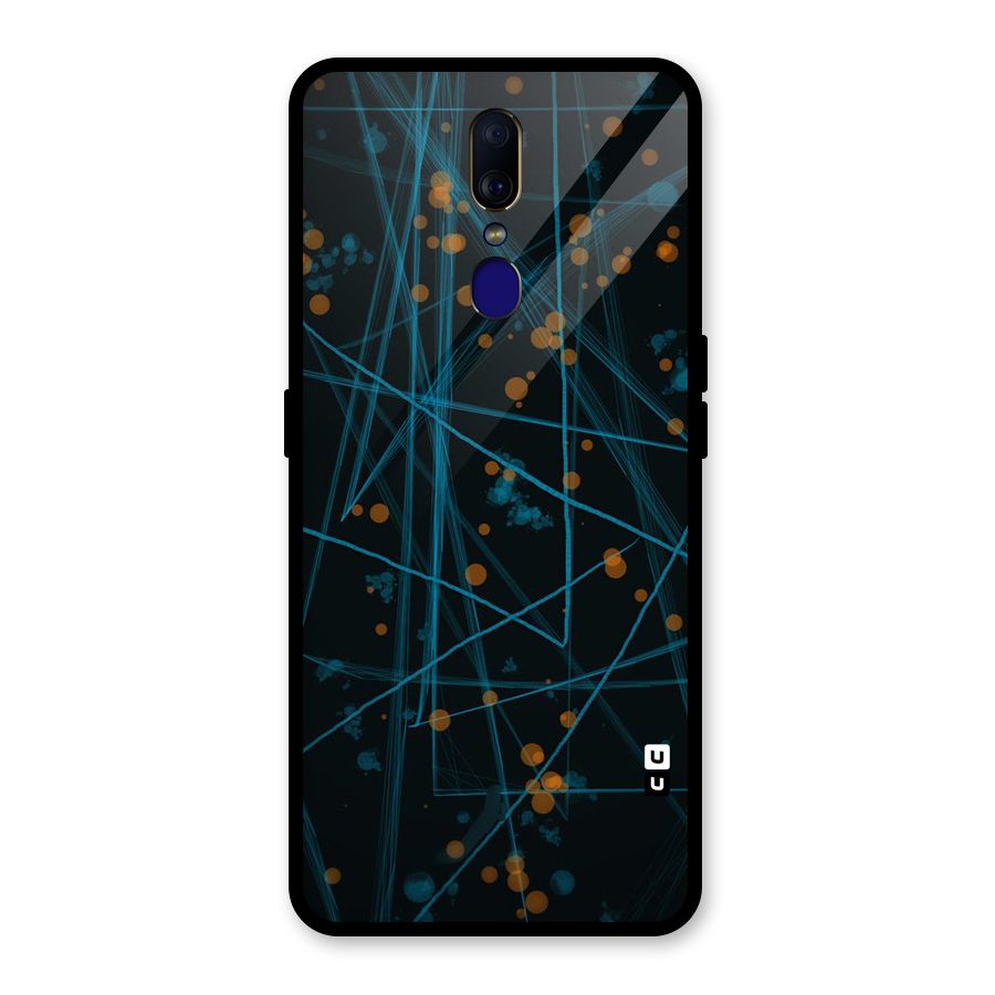 Blue Lines Gold Dots Glass Back Case for Oppo F11