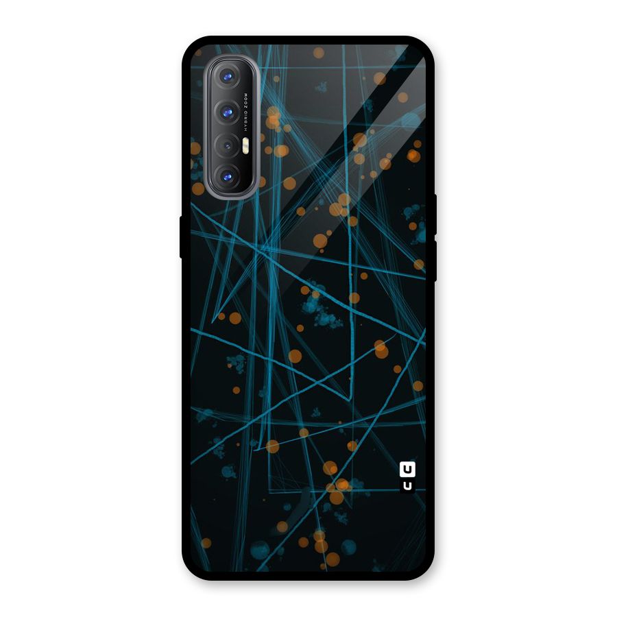 Blue Lines Gold Dots Glass Back Case for Oppo Reno3 Pro