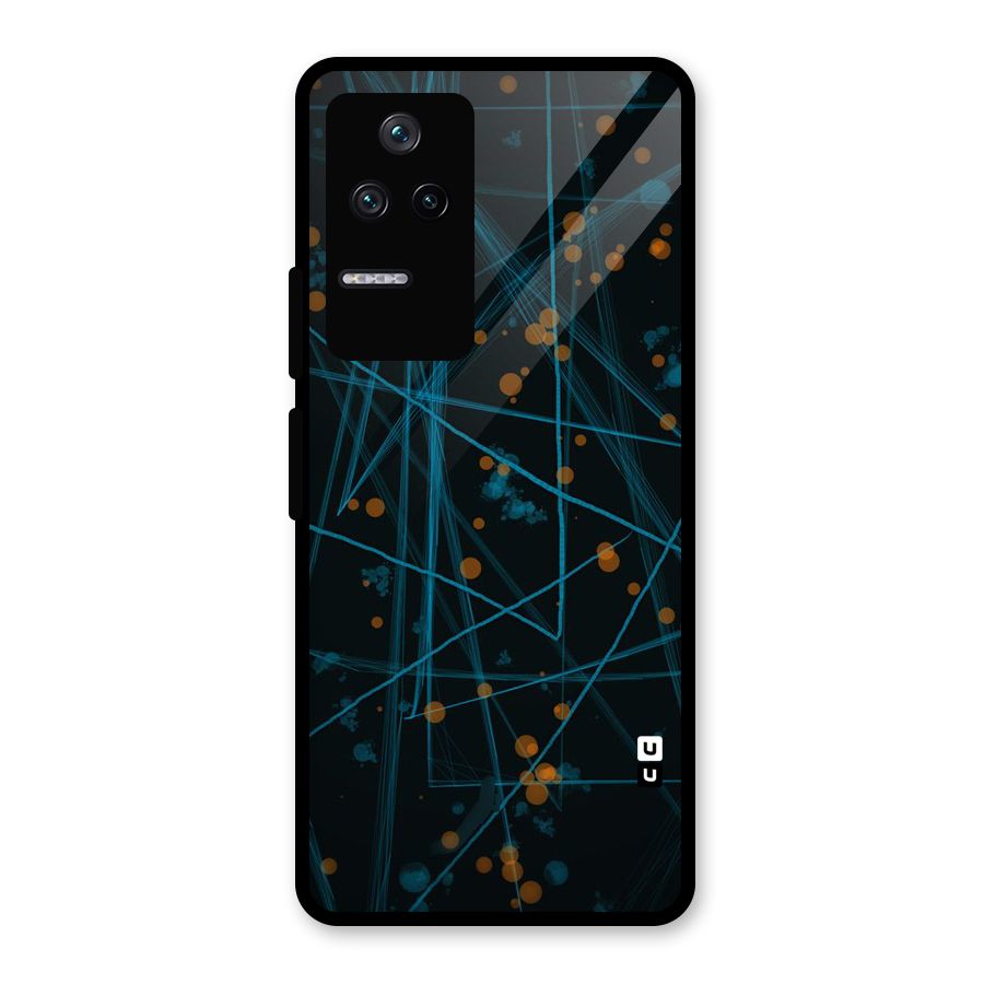 Blue Lines Gold Dots Glass Back Case for Poco F4 5G