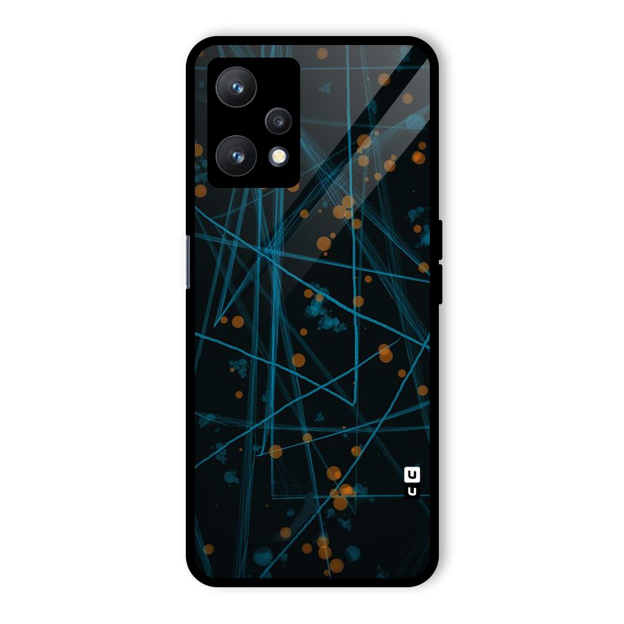 Blue Lines Gold Dots Glass Back Case for Realme 9 Pro 5G