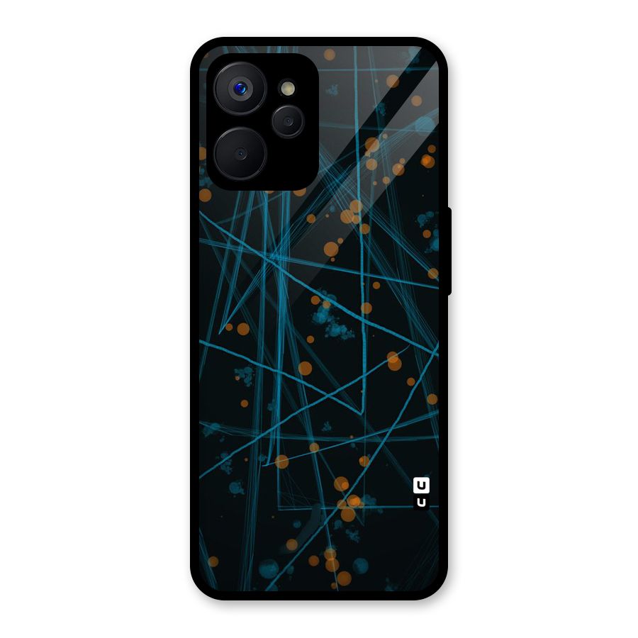 Blue Lines Gold Dots Glass Back Case for Realme 9i 5G