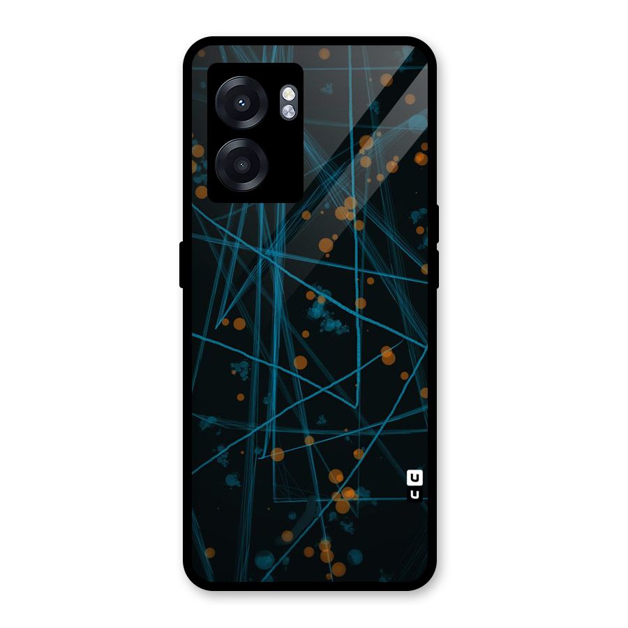Blue Lines Gold Dots Glass Back Case for Realme Narzo 50 5G