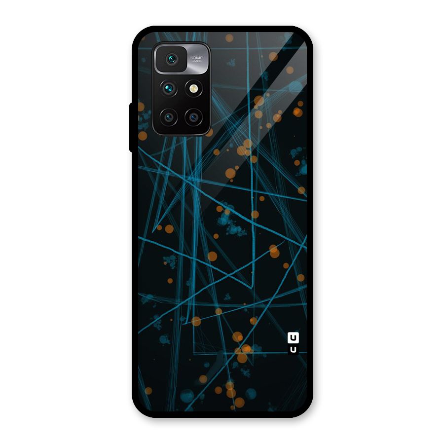 Blue Lines Gold Dots Glass Back Case for Redmi 10 Prime