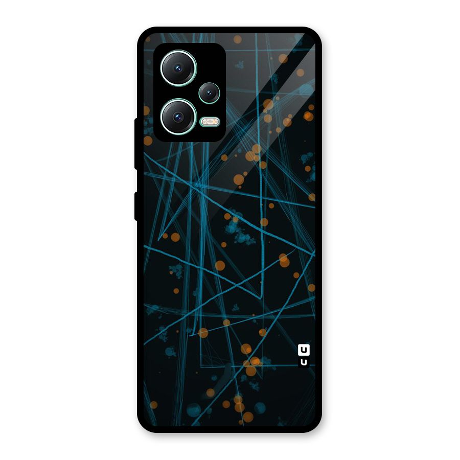 Blue Lines Gold Dots Glass Back Case for Redmi Note 12 5G
