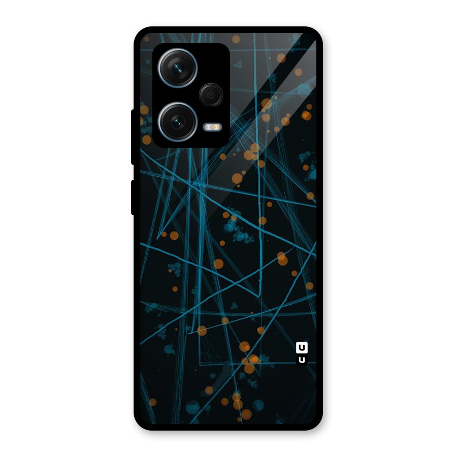 Blue Lines Gold Dots Glass Back Case for Redmi Note 12 Pro Plus 5G