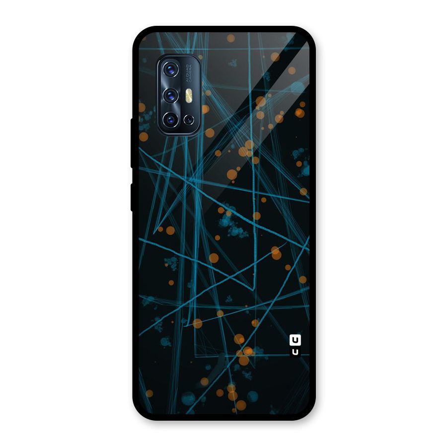 Blue Lines Gold Dots Glass Back Case for Vivo V17