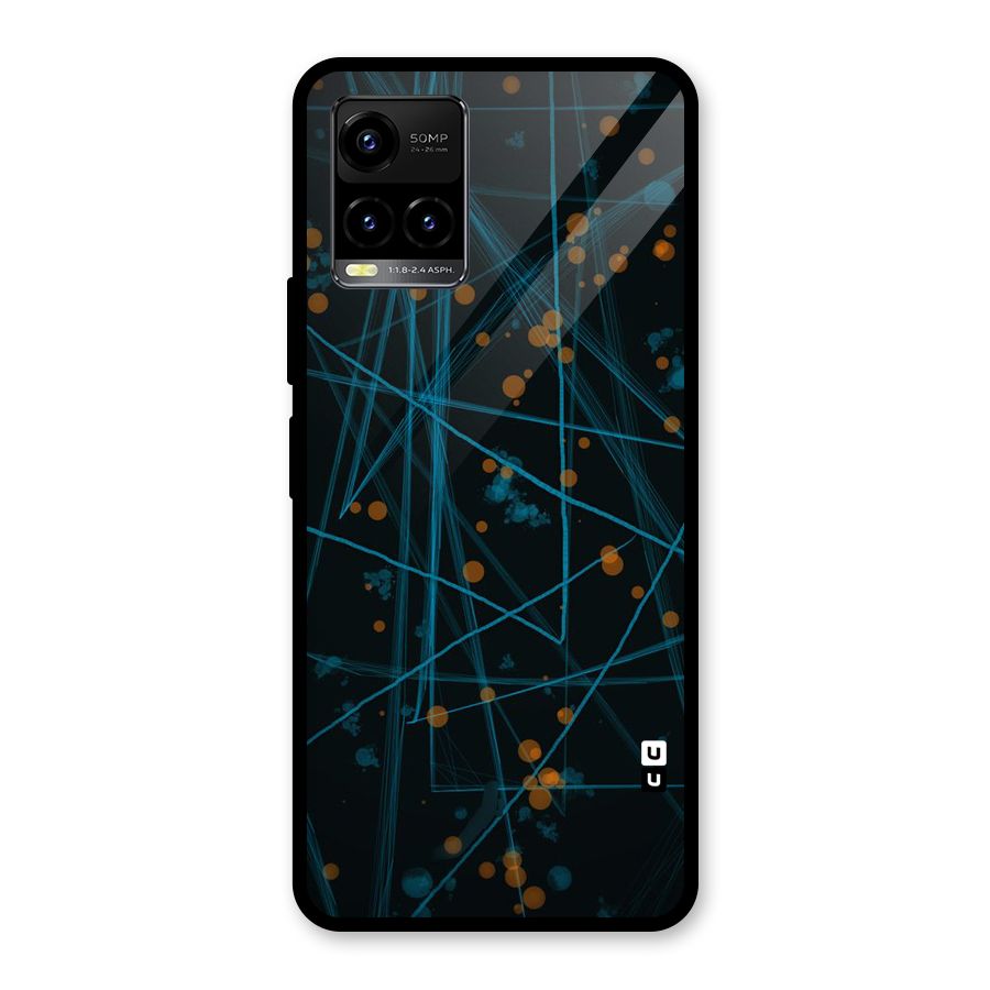 Blue Lines Gold Dots Glass Back Case for Vivo Y21A
