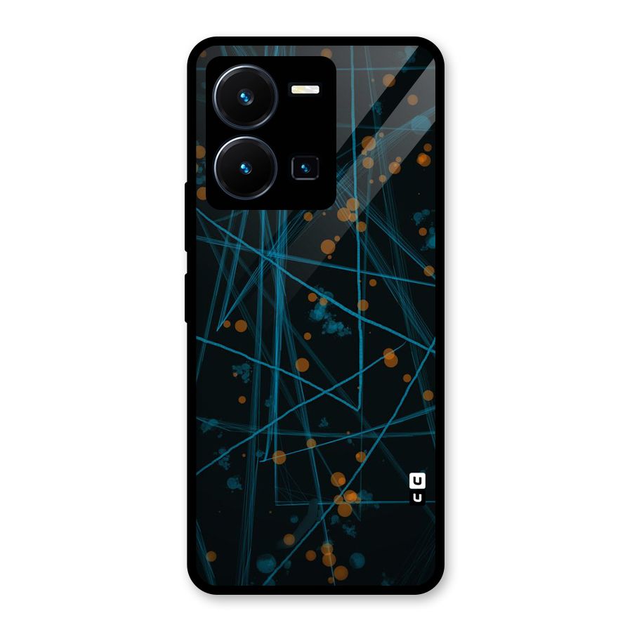 Blue Lines Gold Dots Glass Back Case for Vivo Y35