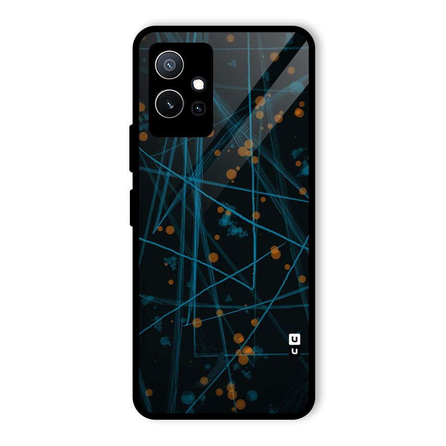 Blue Lines Gold Dots Glass Back Case for Vivo Y75 5G