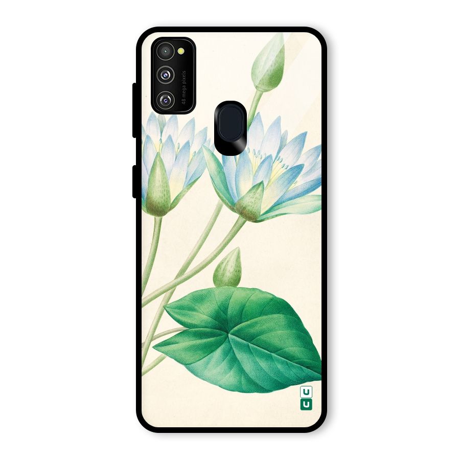 Blue Lotus Glass Back Case for Galaxy M21