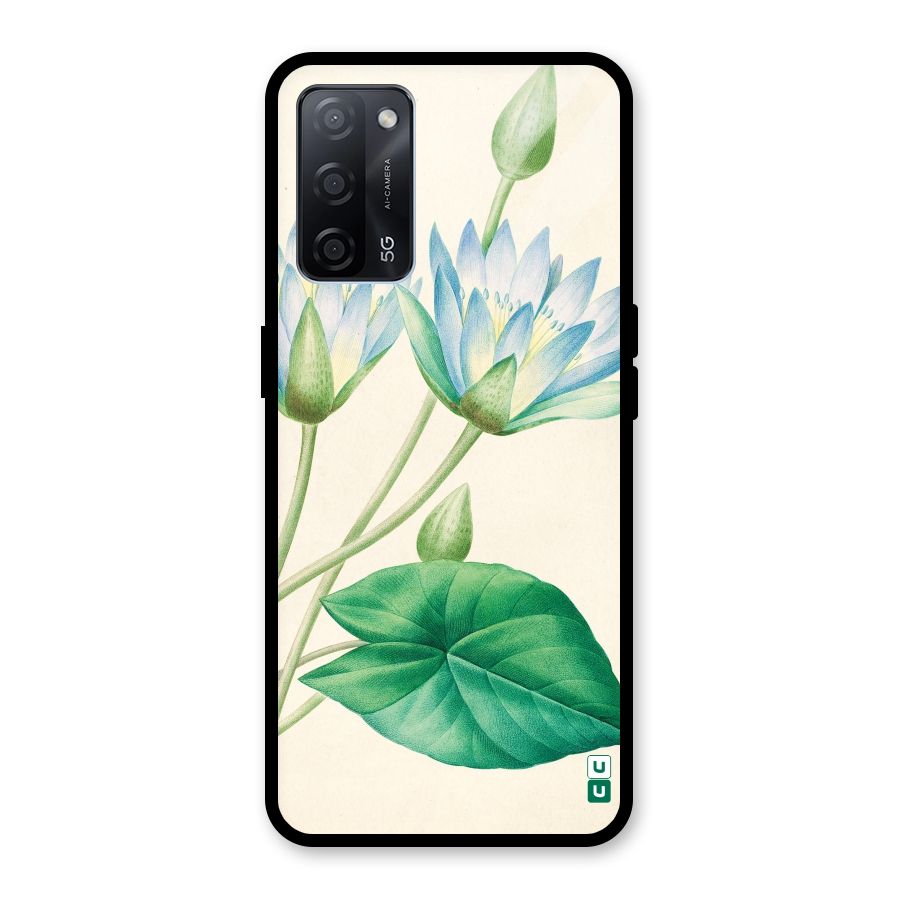 Blue Lotus Glass Back Case for Oppo A53s 5G