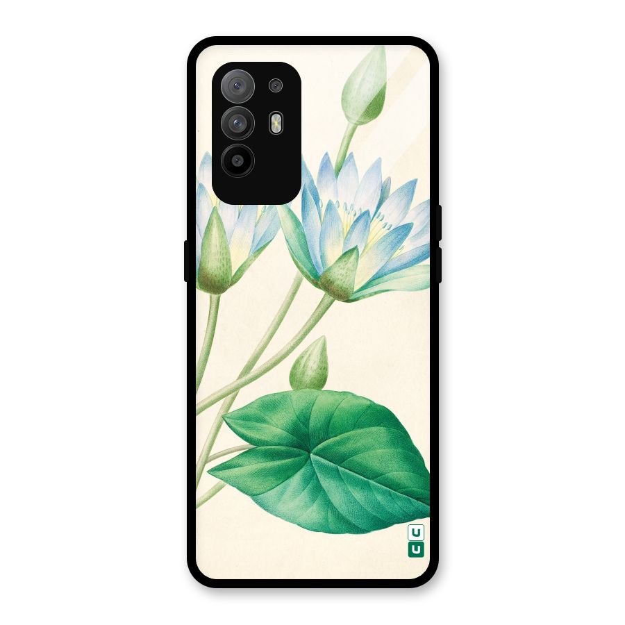 Blue Lotus Glass Back Case for Oppo F19 Pro Plus 5G