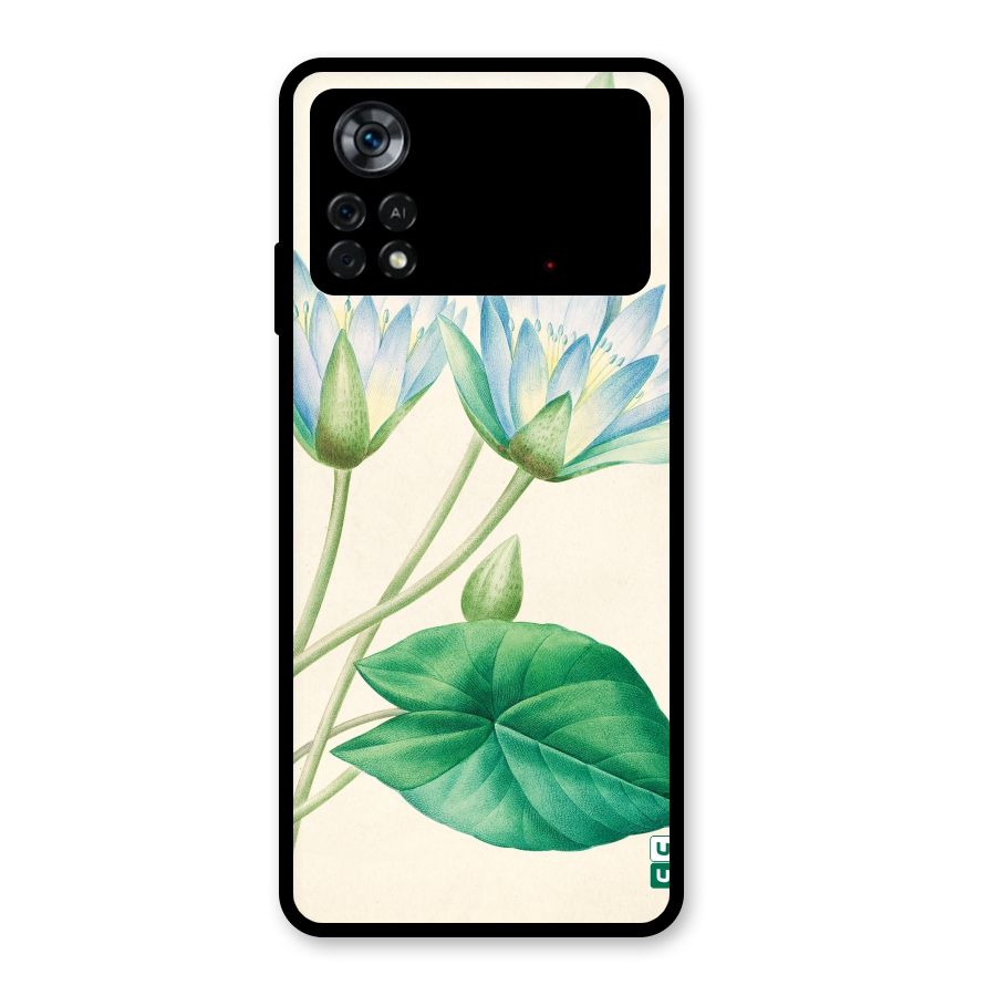Blue Lotus Glass Back Case for Poco X4 Pro 5G