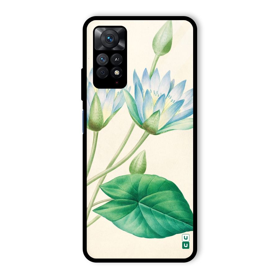 Blue Lotus Glass Back Case for Redmi Note 11 Pro