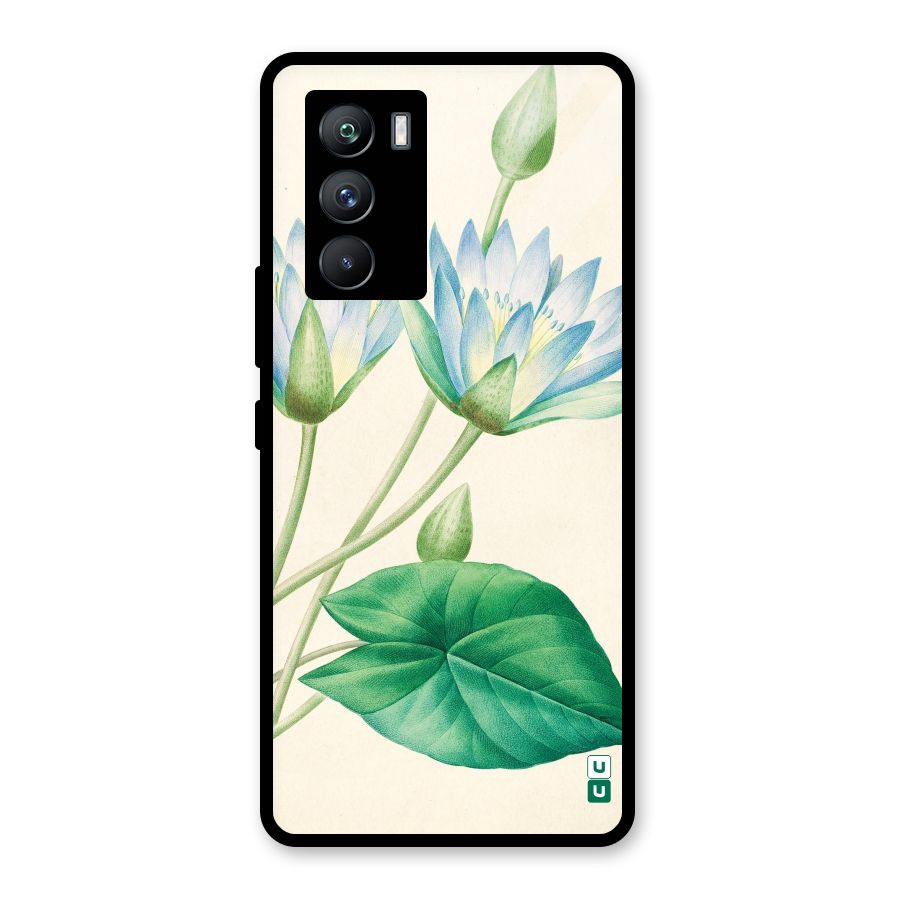 Blue Lotus Glass Back Case for Vivo iQOO 9 SE