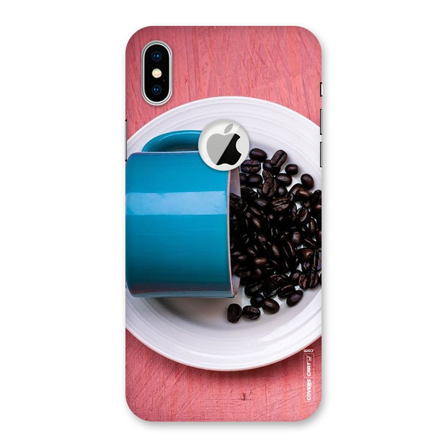 Blue Mug And Beans Back Case for iPhone XS Logo Cut