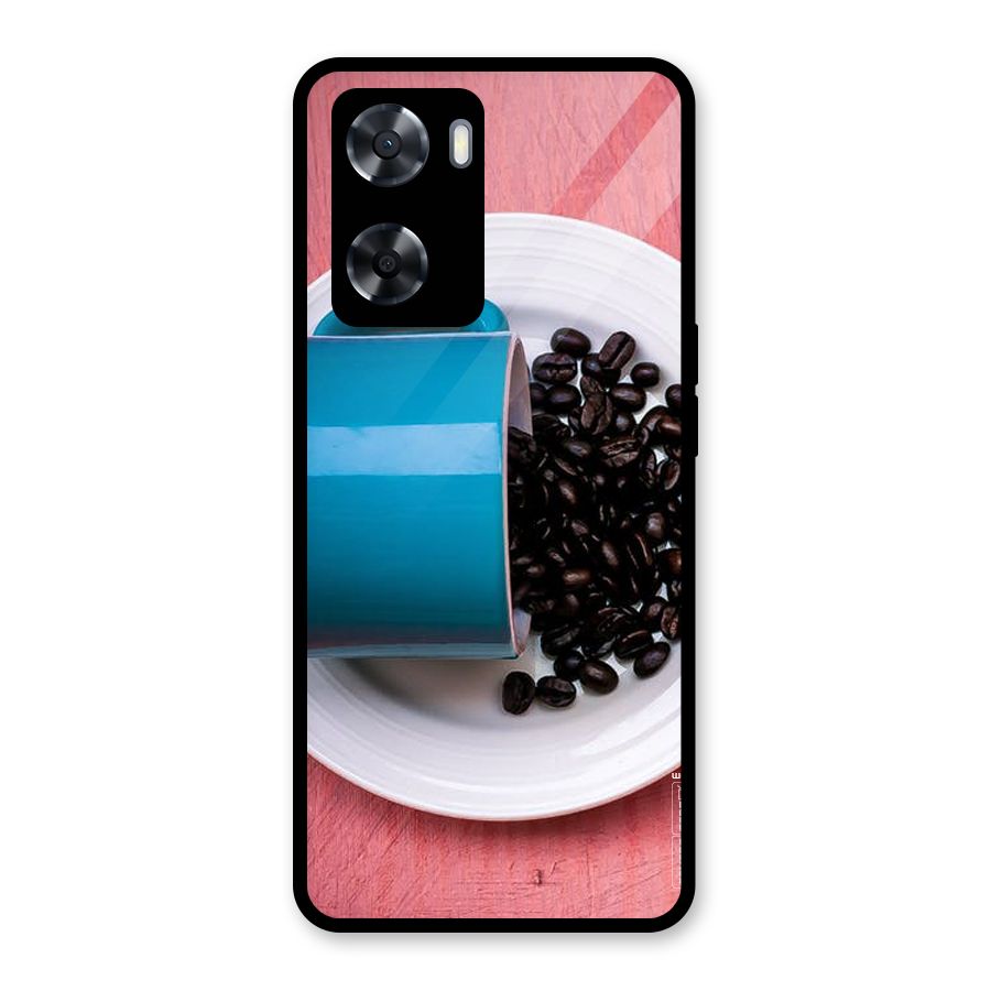 Blue Mug And Beans Glass Back Case for Oppo A57 2022