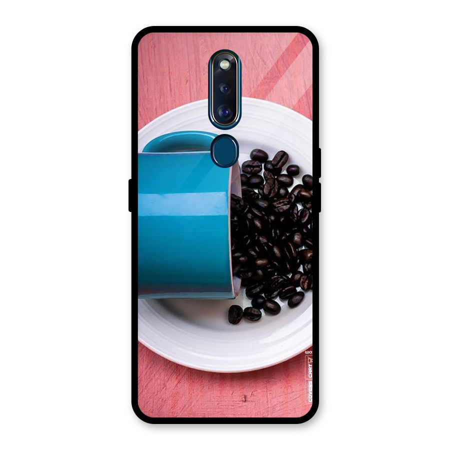Blue Mug And Beans Glass Back Case for Oppo F11 Pro