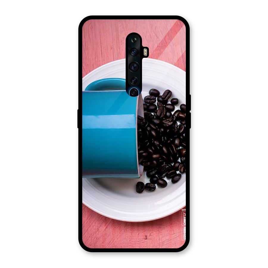 Blue Mug And Beans Glass Back Case for Oppo Reno2 F