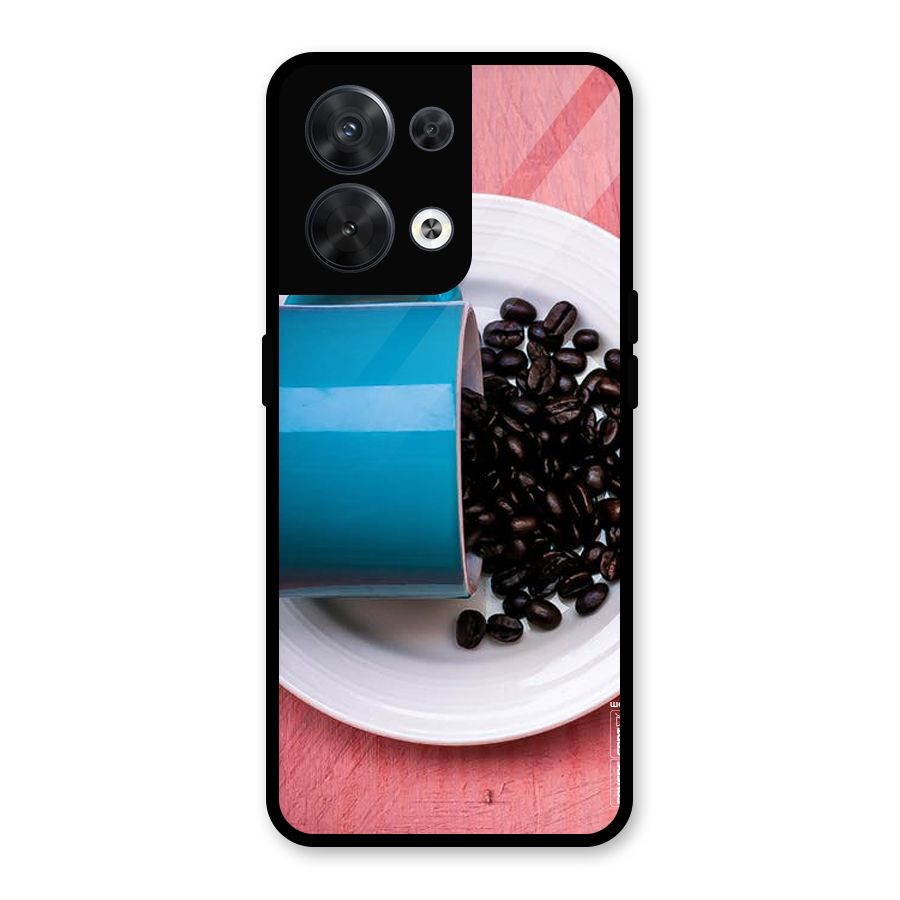 Blue Mug And Beans Glass Back Case for Oppo Reno8 5G