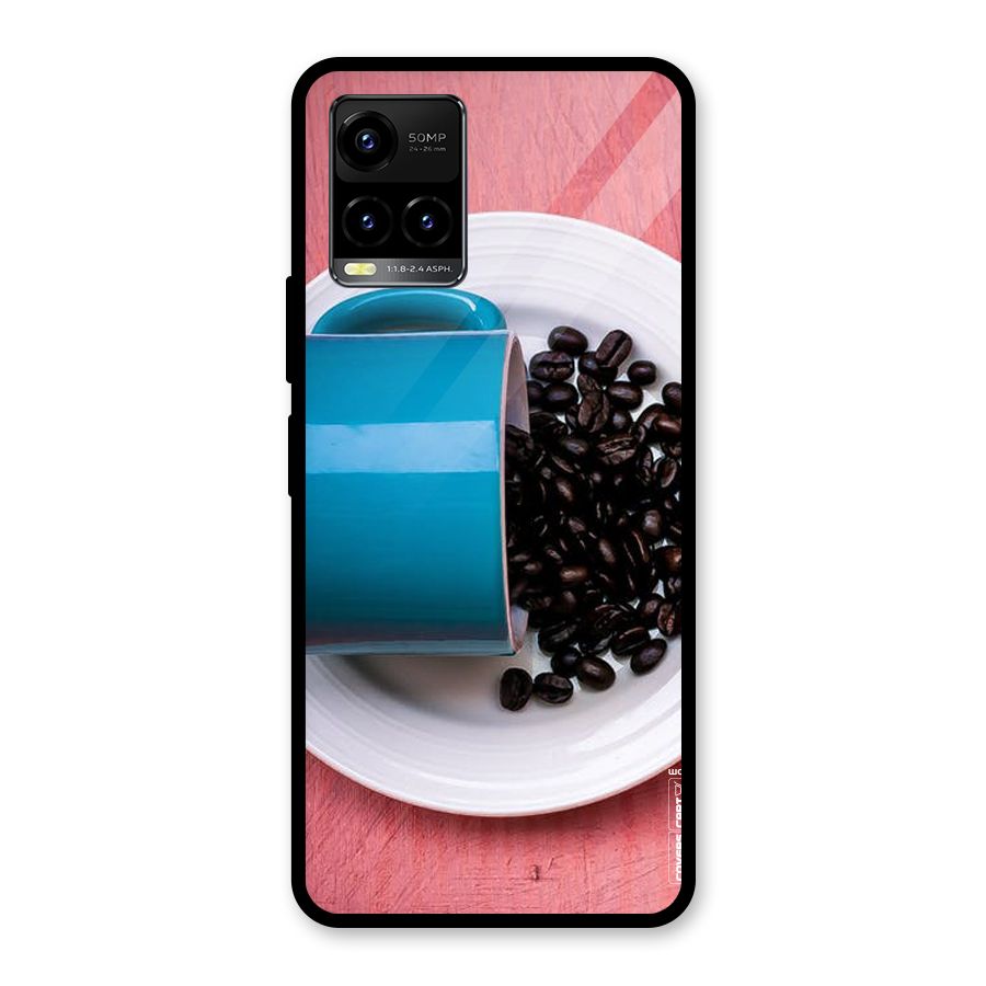 Blue Mug And Beans Glass Back Case for Vivo Y21A
