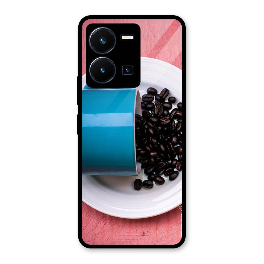 Blue Mug And Beans Glass Back Case for Vivo Y35