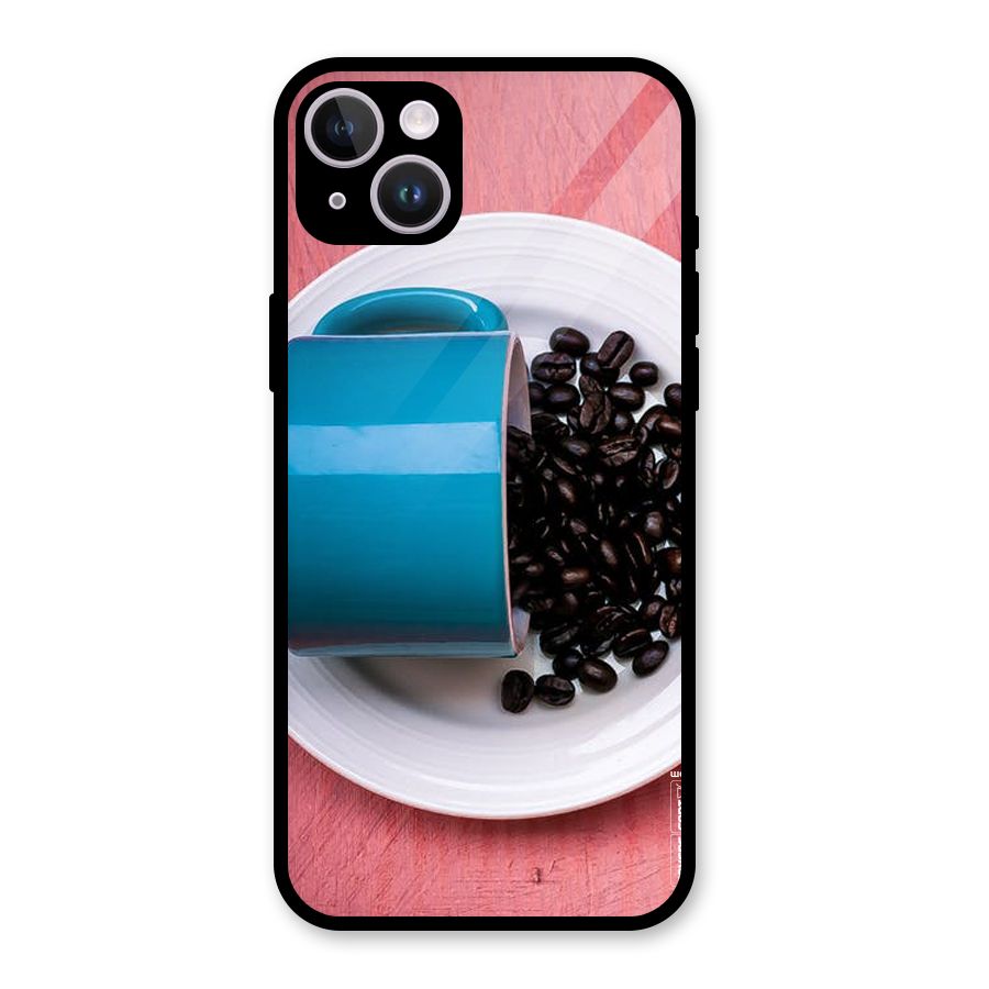 Blue Mug And Beans Glass Back Case for iPhone 14 Plus