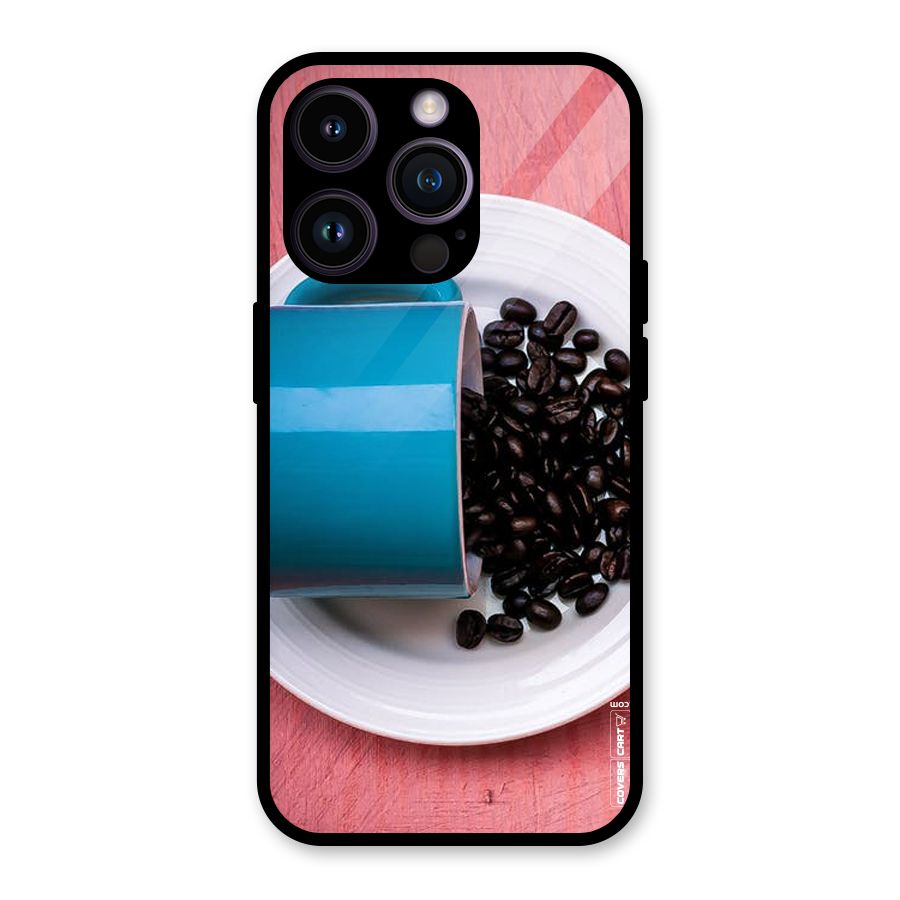 Blue Mug And Beans Glass Back Case for iPhone 14 Pro