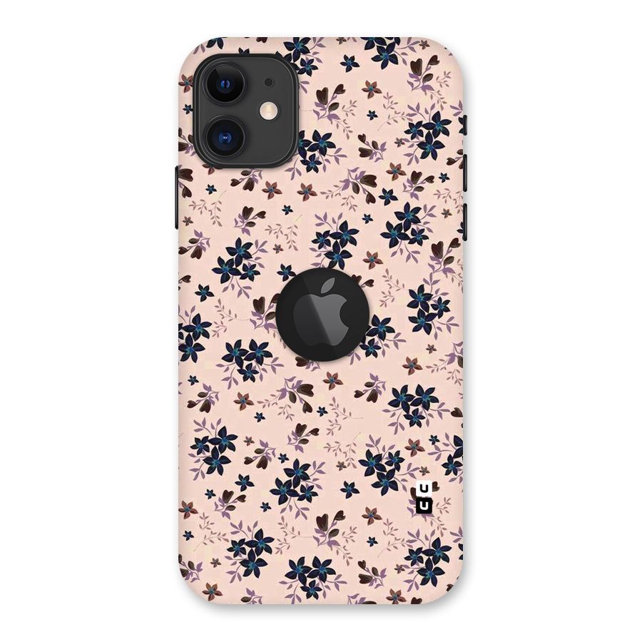 Blue Peach Floral Back Case for iPhone 11 Logo Cut