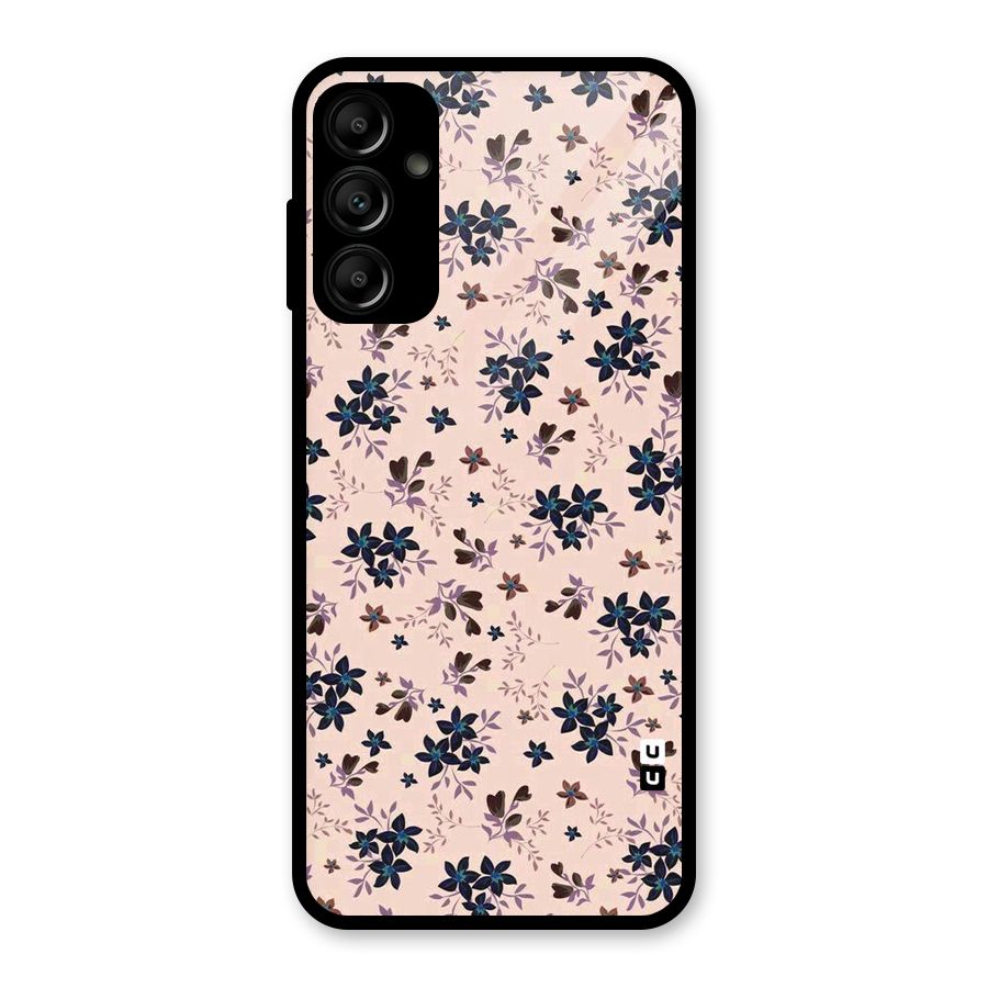 Blue Peach Floral Glass Back Case for Galaxy A14 5G